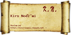 Kirs Noémi névjegykártya